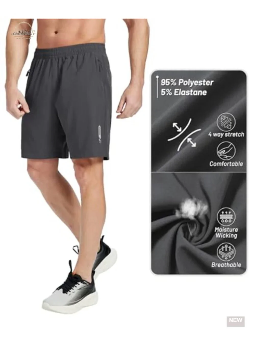 3-Pack Men's Athletic Running Shorts with Zipper Pockets Lightweight